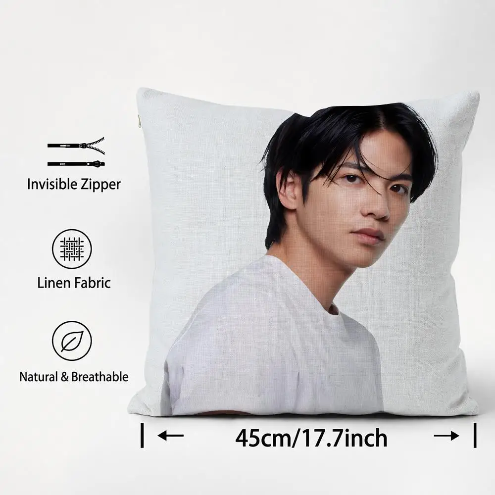 Actor Shison Jun Cushion Cover Cushion Covers Natural Linen Breathable Sofa Bedroom Decor Pillowcase