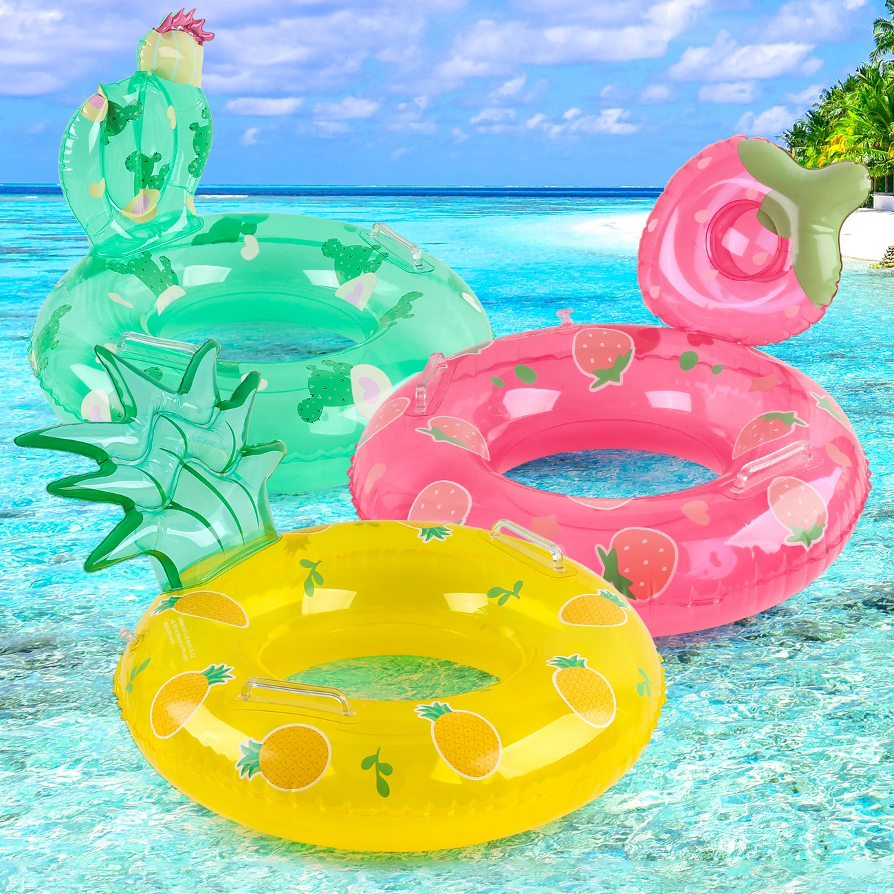 

1PC Fruit Shaped Adult Inflatable With Handle Pool Float, Summer Thick Swim Ring, Suitable For Summer Pool Parties Armpit Ring