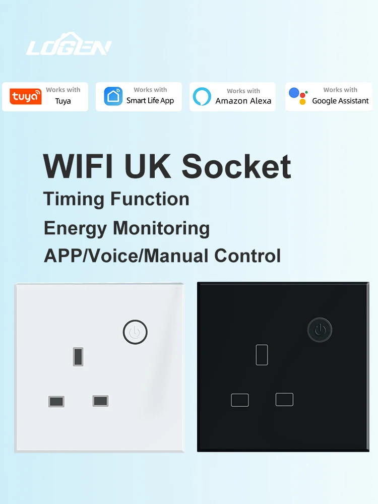 

Умная розетка WIFi Alexa Google для кухни, домашнего офиса, умная розетка, розетка для Великобритании, защита от перегрузки, таймер, мониторинг энергии сцены 13A