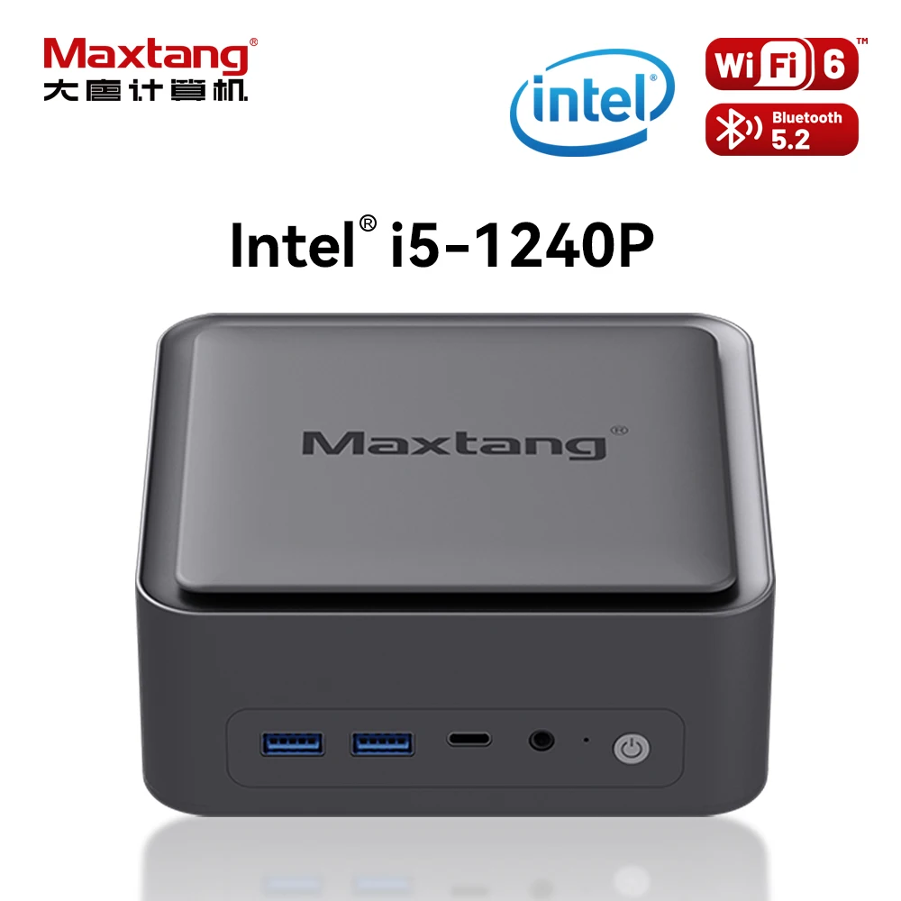كمبيوتر Maxtang Intel Core i5 1240P 12C 16T 4.4 جيجا هرتز T صغير الحجم للغاية مع DDR5 64GB WIFI6 USB3.2 USB2.0 LAN USB-C للمكتب المنزلي