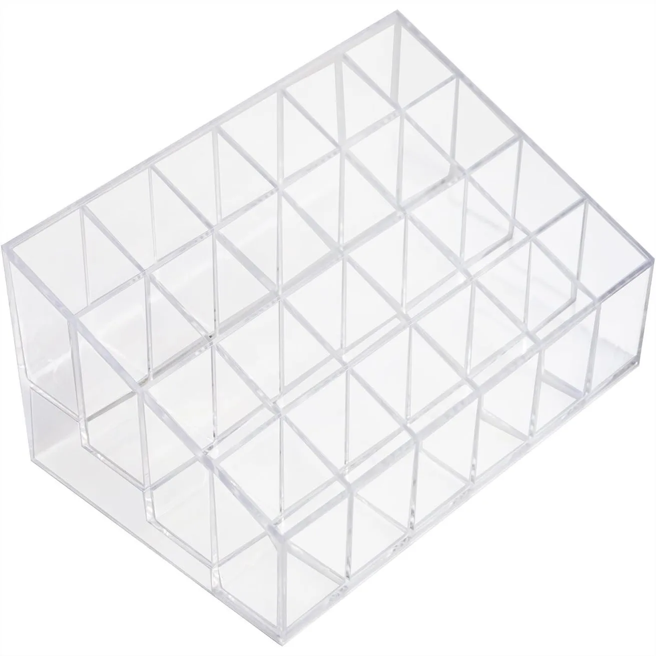 

Clear Makeup Organizer with 24 Compartments for Lipstick, Brushes, and Cosmetics