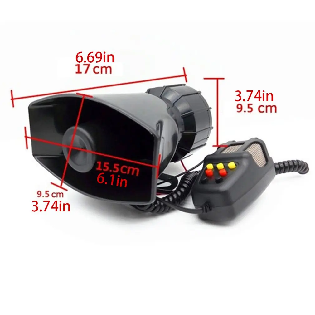 100W Car Alarm Horn DC12V 24V 125DB with MIC Loud Motorcycle Siren Vehicle Truck Warning Loudspeaker