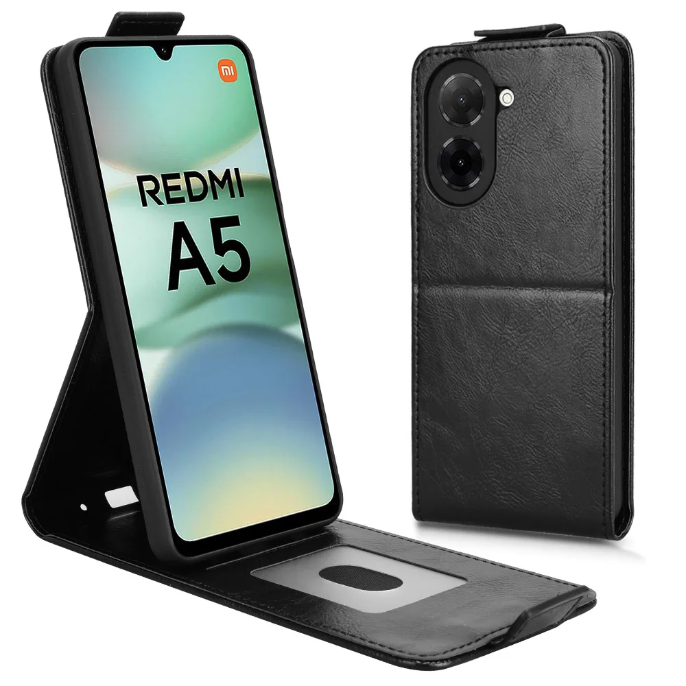 

For Xiaomi Poco C71 Flip Vertical Case Retro Smooth Skin Leather Full Cover Card Holder For Redmi A5 Phone Bags 4G