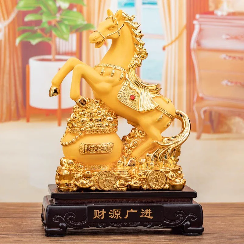 Gold Horse Home Decor Resin Crafts Porcelain Animal Figurines Wedding Decoration Lovers Gift