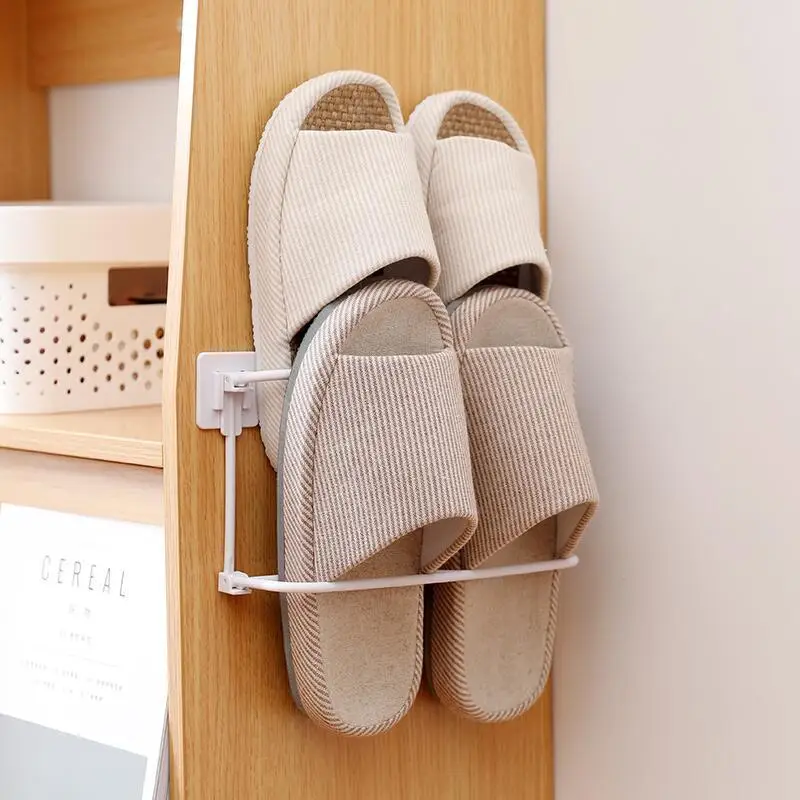 

Wall Mounted Shoe Rack Plastic Shoes Hanger Slippers Drain Storage Rack Shelf Shoe Hanging Holder Household Bathroom Organizer