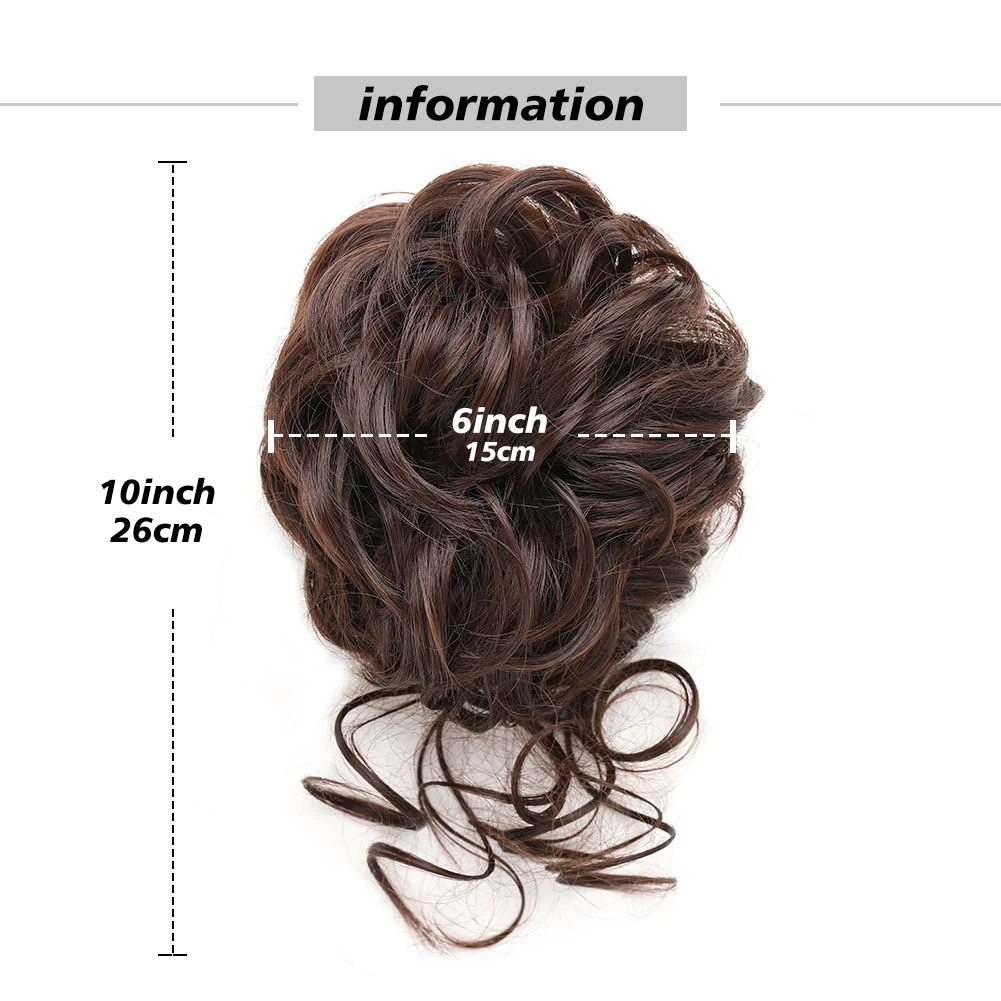 Pedaço de cabelo sintético bagunçado, Longo rabo de cavalo encaracolado, Despenteado Updo Scrunchie, Rabo de cavalo Chignon, Cabelo pedaço Clip Garra, Roupa diária