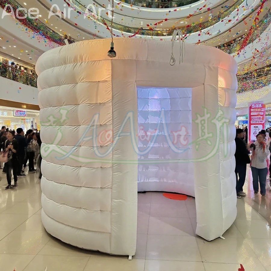 

2,4 м белая Оксфордская светодиодная надувная восьмиугольная фотобудка, киоски-самоски с 8 прожекторами с наклейкой