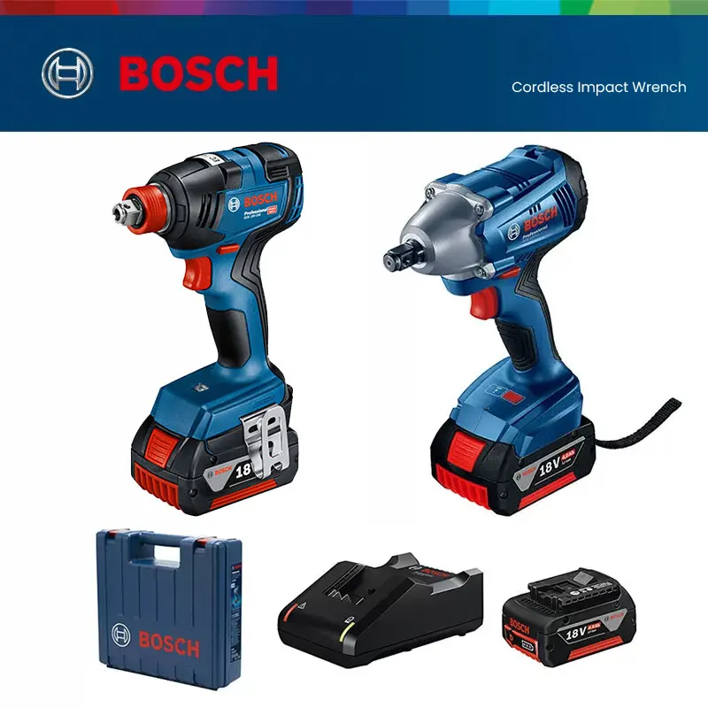 Bosch Cordless Impact Wrench Professional Electric Drill Screwdriver Brushless Motor Power Tool with 2 Battery 1 Charger 1 Box