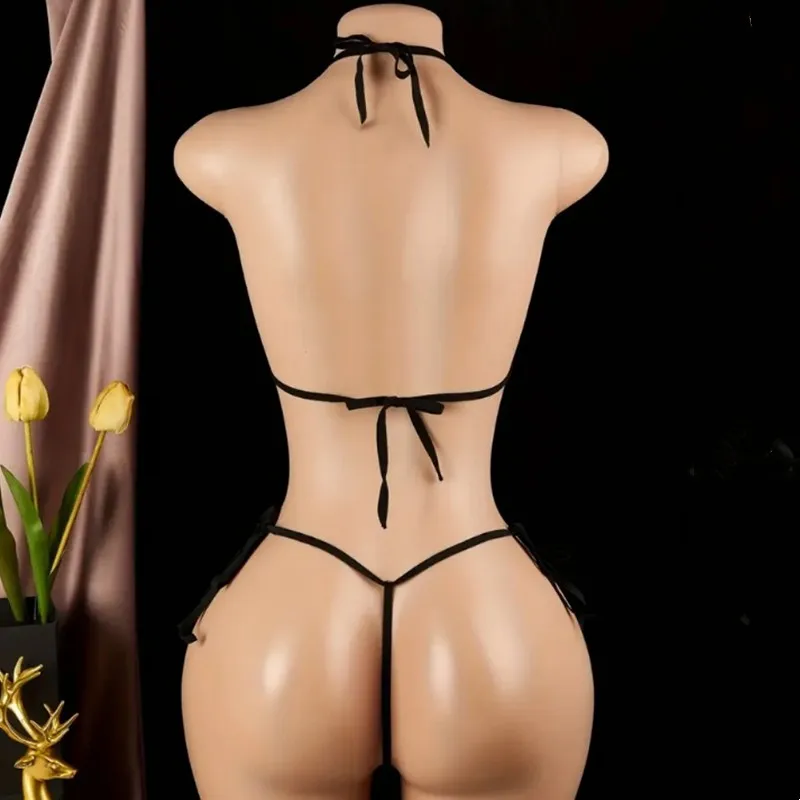 Women Sexy Lace Floral Bodysuit Lingerie See Through One-Piece Open Crotch Teddy with Adjustable Tie Bra Erotic Nightwear