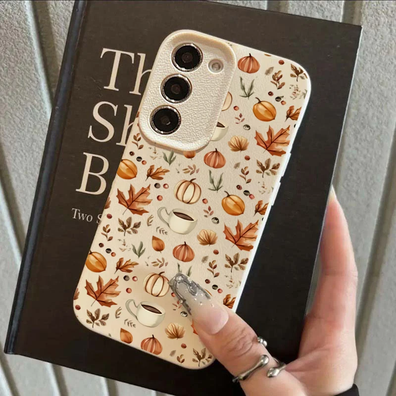 Autumn Pumpkin Coffee Illustration Case For Samsung A56 Cases Galaxy A16 A36 A26 A55 A54 A53 S25 Ultra S24 FE S23 Plus S22 Cover view 3