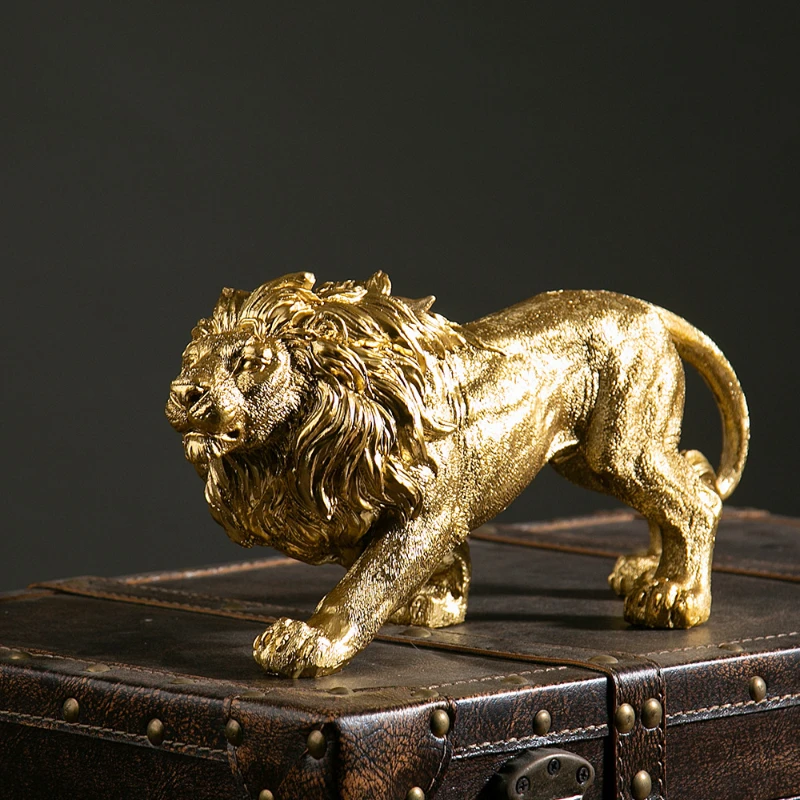 

Creative Golden Lion Resin Statue, Animal Model Sculpture, Home Decoration Accessories, Living Room, Office Desktop Decoration