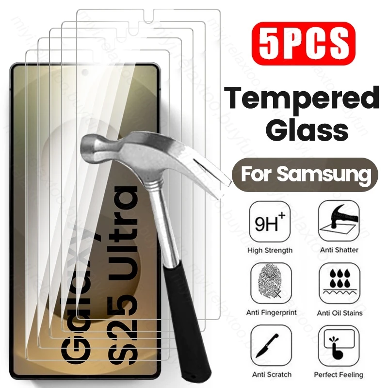 5Pcs HD Glas Für Samsung Galaxy S25 Ultra 5G 9H Gehärtetes Glas Auf Samsung S24 Plus S 25 24 S25Ultra S25 + Screen Protector Film