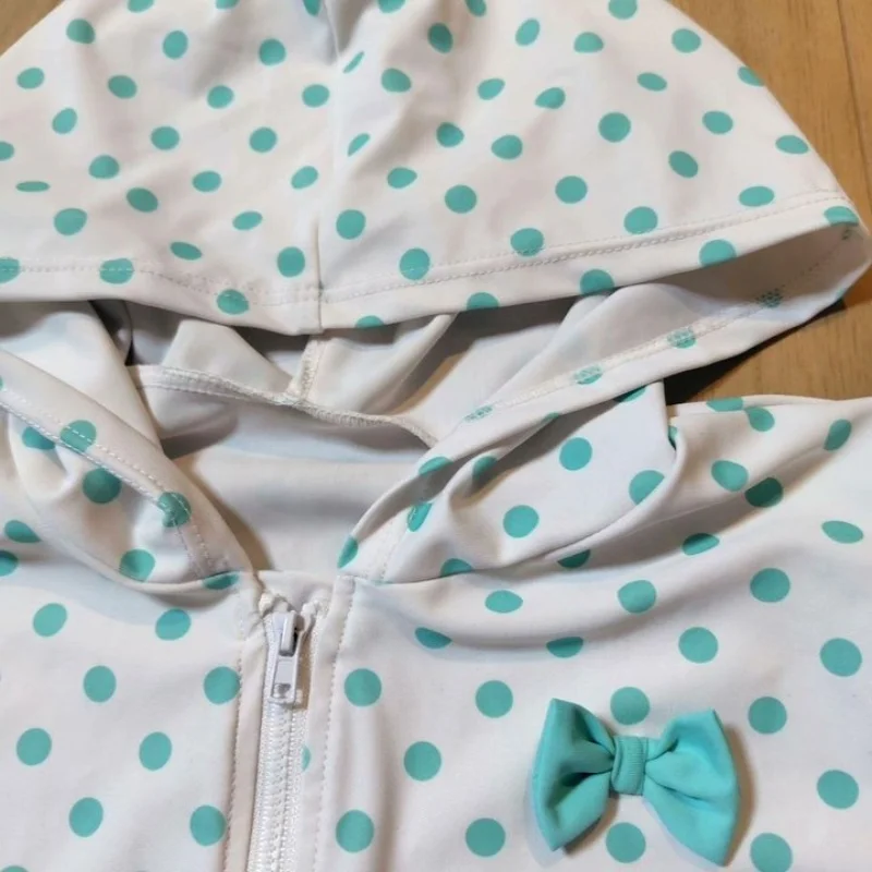 Japanese subculture Harajuku retro polka dot bow long sleeved women's zipper hooded sweatshirt American spicy girl trendy top