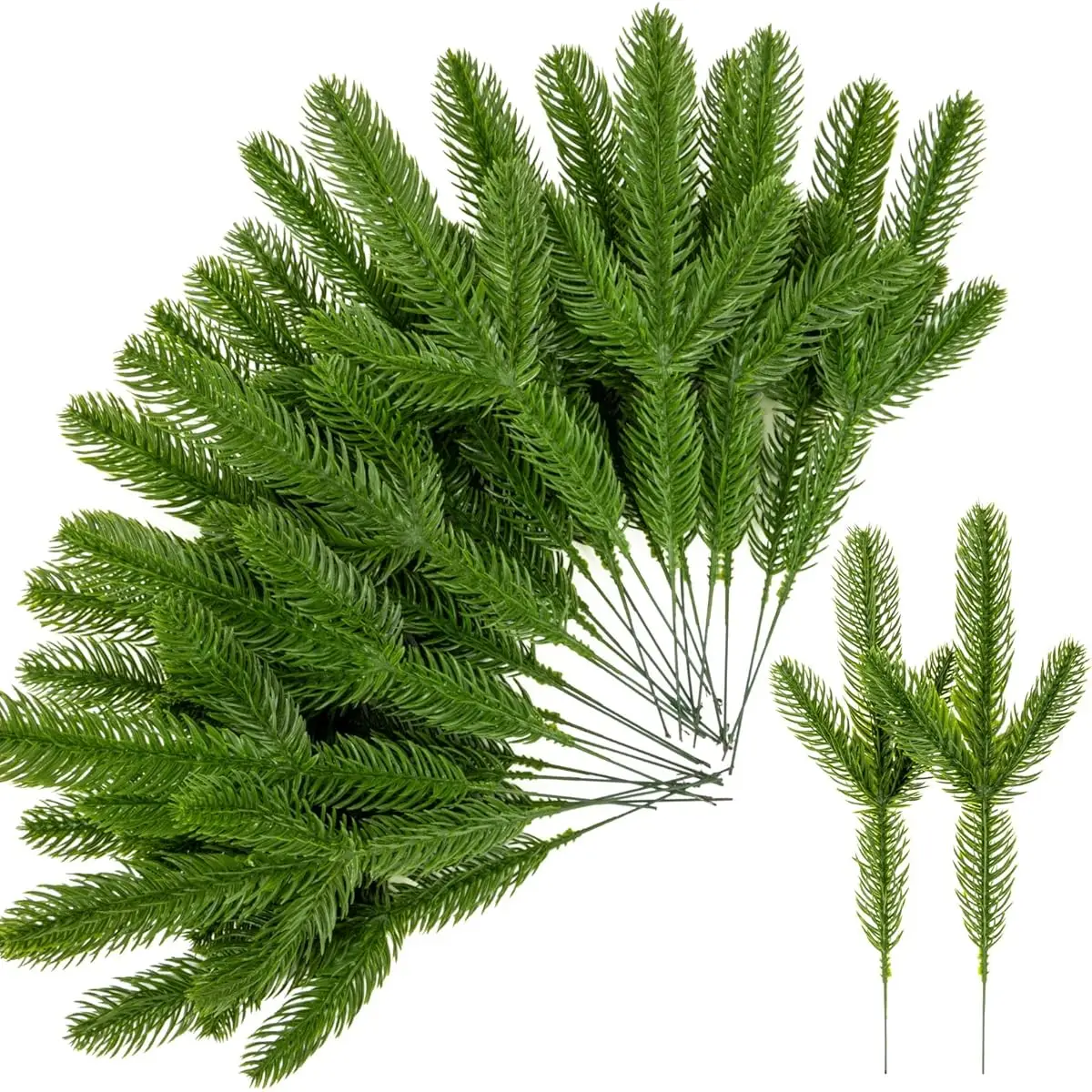 30pcs Artificial Pine Branches - Realistic Fake Green Plants with Needles, No Maintenance Indoor/Outdoor Christmas Tree Garland