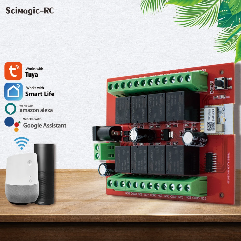 Newest 8CH Tuya Smart Wifi Switch Module DC 12V 24V APP Remote Control 8 Channels Self-locking Relay Work With Alexa Google Home