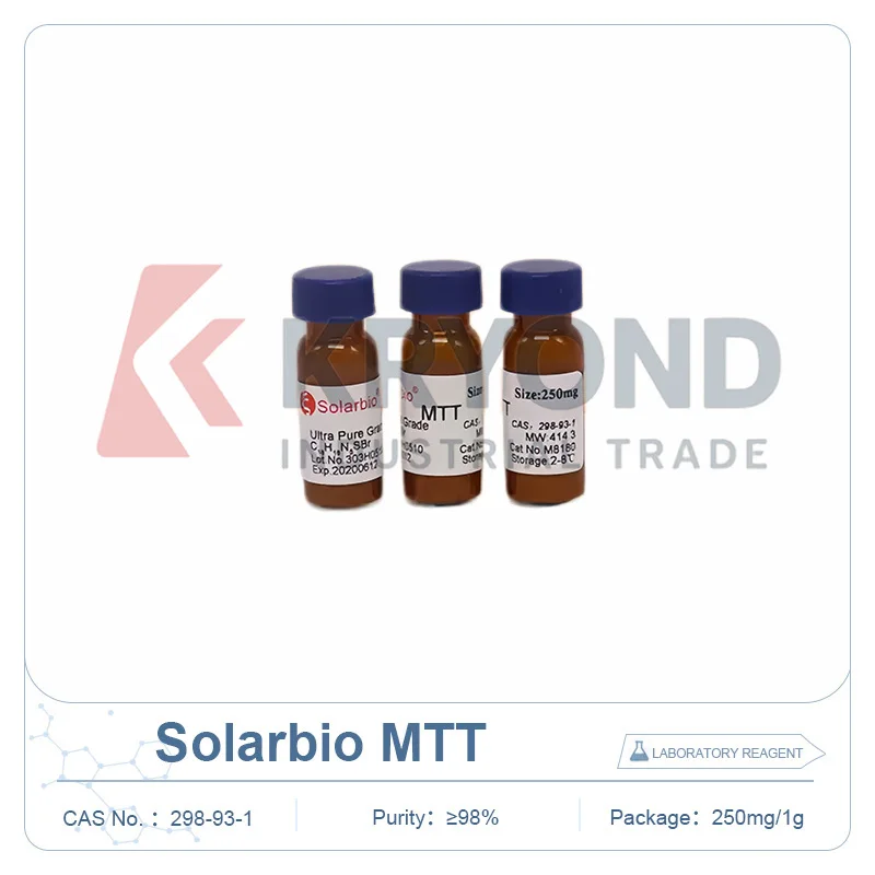 Solarbio MTT Тиазолиловый синий (CAS 298-93-1) M8180: Биохимический реагент для определения жизнеспособности клеток, набор для исследований, 250 мг/1 г