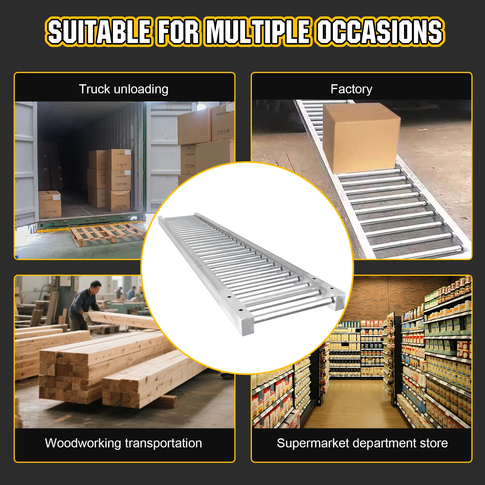 Splicable Roller Conveyor Non-Powered Portable Conveyor Slides Wear Resist Heavy Duty Transport Slide for Water Fruit Beer