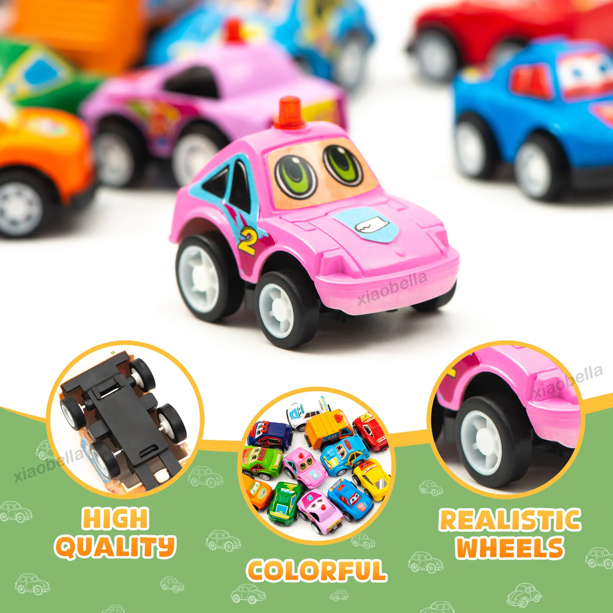 24 Pack Pull Back Cars Mini Vehicles Toy Cartoon Bulk Party Favor Race Cars Toys Bus Boys Girls Toddlers