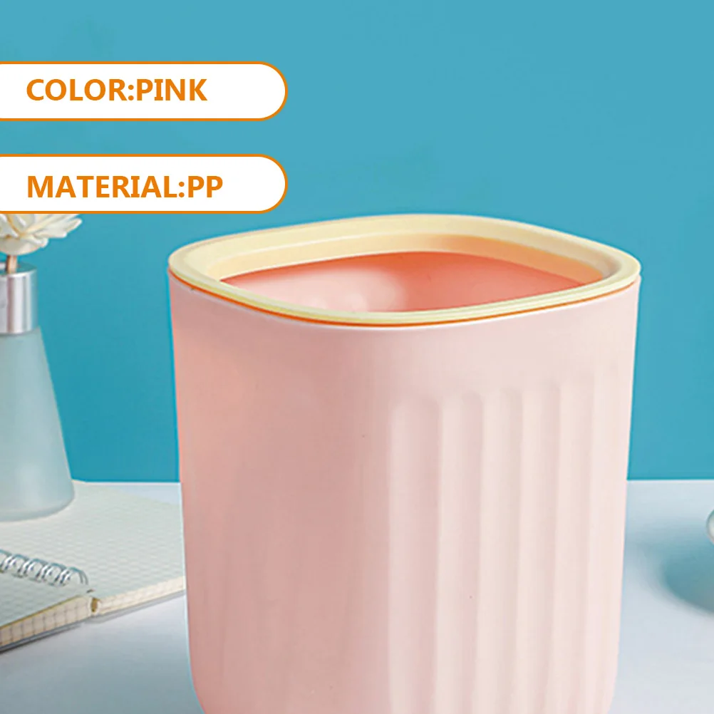

2pcs Desktop Mini Trash Can Pp Material Odor Proof Cover Small Waste Bucket For Home Office Living Room Bedroom Decorative