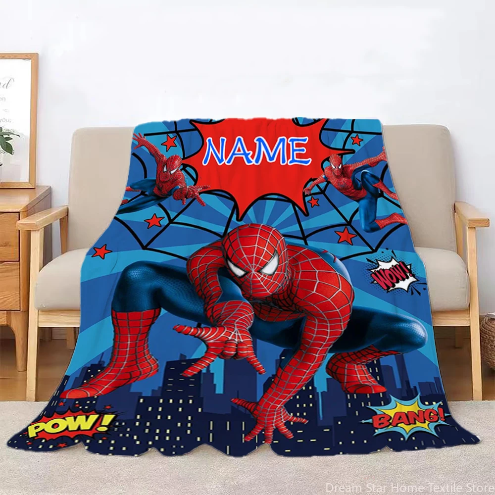 Couverture personnalisée avec nom personnalisé, couverture Marvel Spider Man, couverture douce et moelleuse pour enfant et adulte, couverture de canapé-lit, cadeau