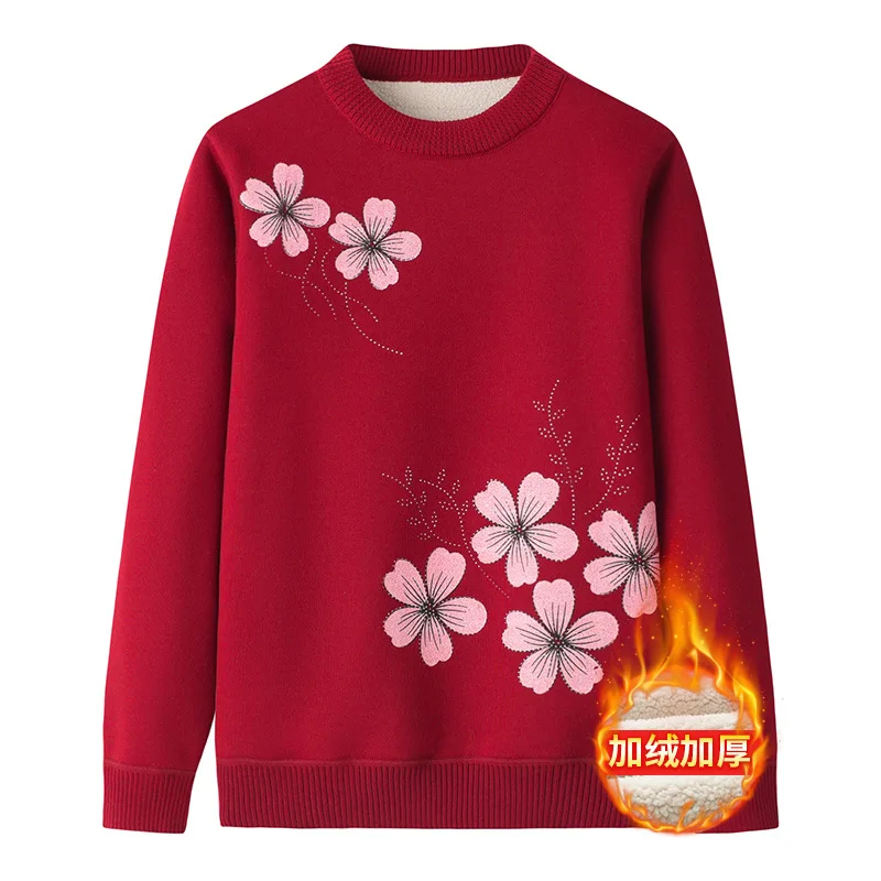 

Осенне-зимняя женская одежда, бархатный толстый вязаный свитер, пуловер, одежда для мам среднего возраста, свободная базовая рубашка, женские топы