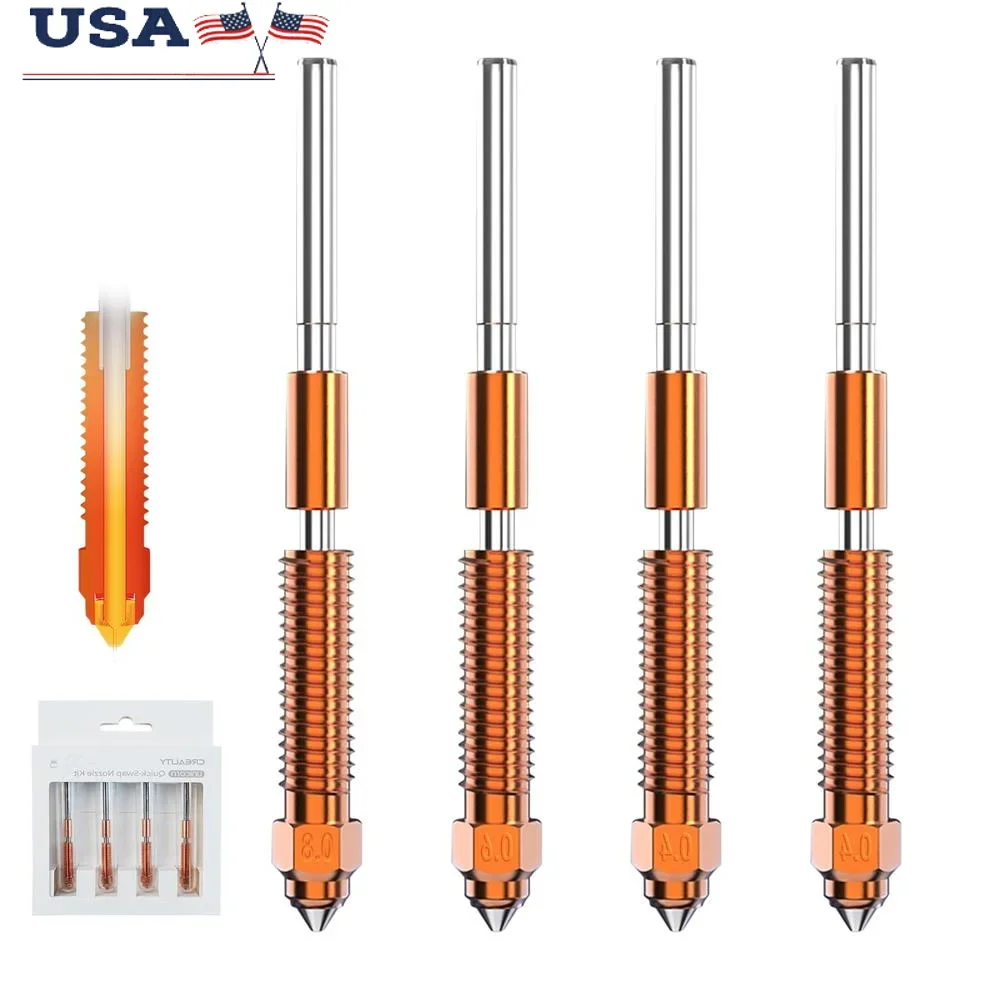 Nozzle Kit Creality K1C Ender 3 V3 / Plus 3D Printer Tri-metal Design High Flow Titanium Alloy Heat Break 3 Apertures Filament