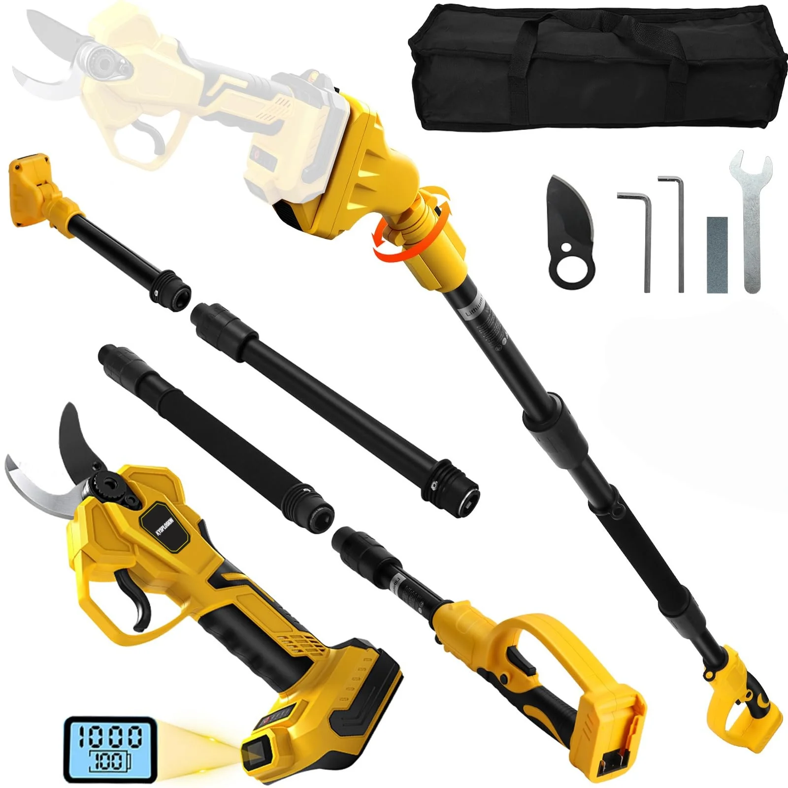 Brushless Motor Tree Pruner 2 IN 1 Electric Pruning Shears Cordless with Pole for Dewalt 20V MAX Battery