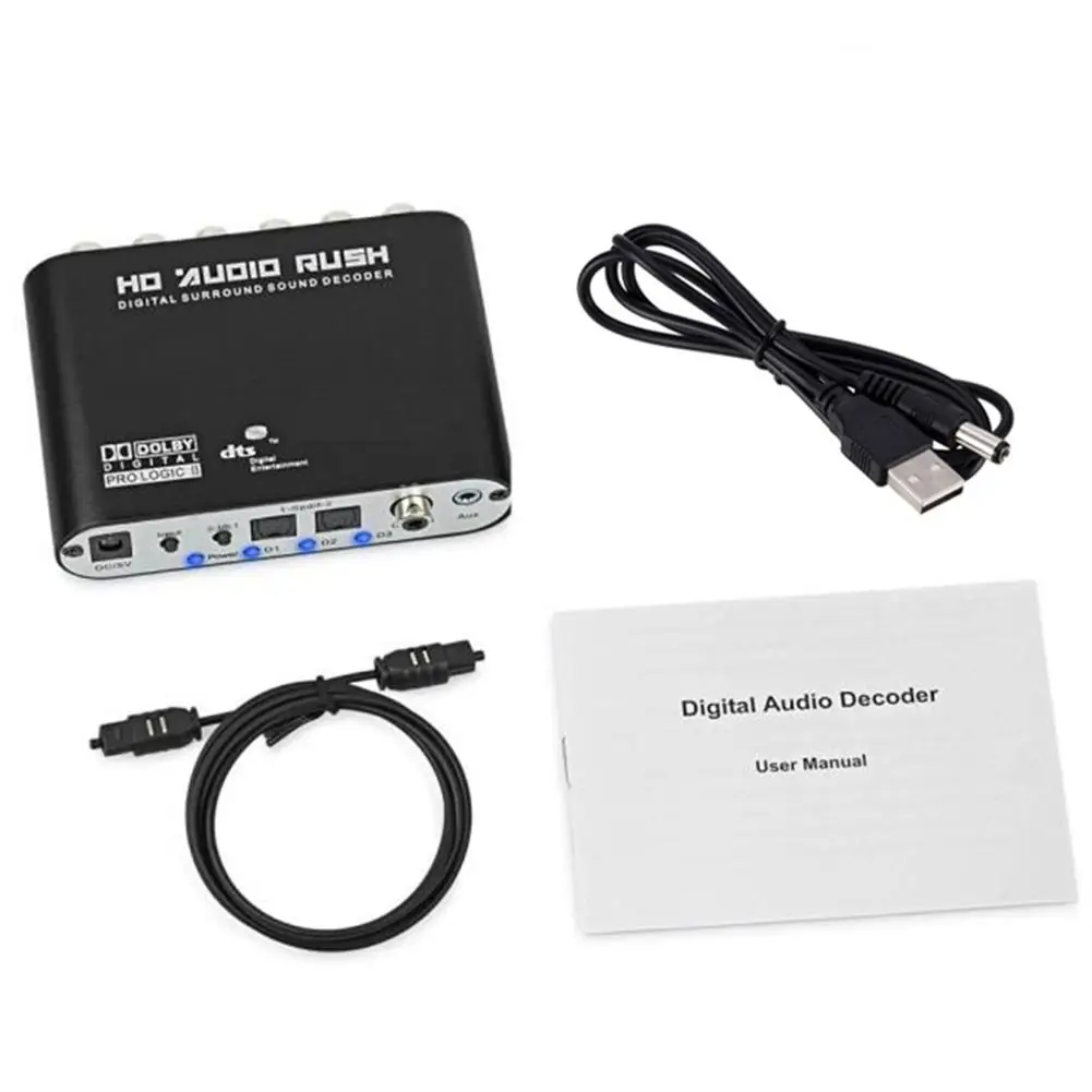 Audio Decoder,5.1 Channel Stereo DTS/AC‑3 Audio Decoder,Digital Optical Coax To Analog Audio Converter for Video Players/DVD