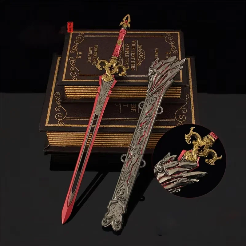 30cm naraka: periféricos de jogo bladepoint espada de céu vermelho com bainha brinquedo ornamentos presentes figura adereços coleções arma de brinquedo ao ar livre