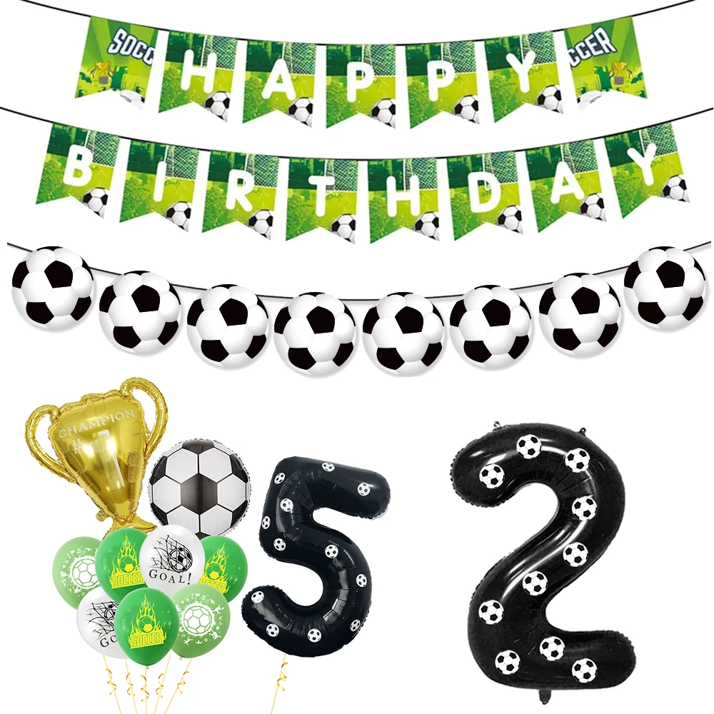 Football Soccer Party Banner garland decoration Football balloon Number balloon set Boys Football Birthday Party Decor Banner