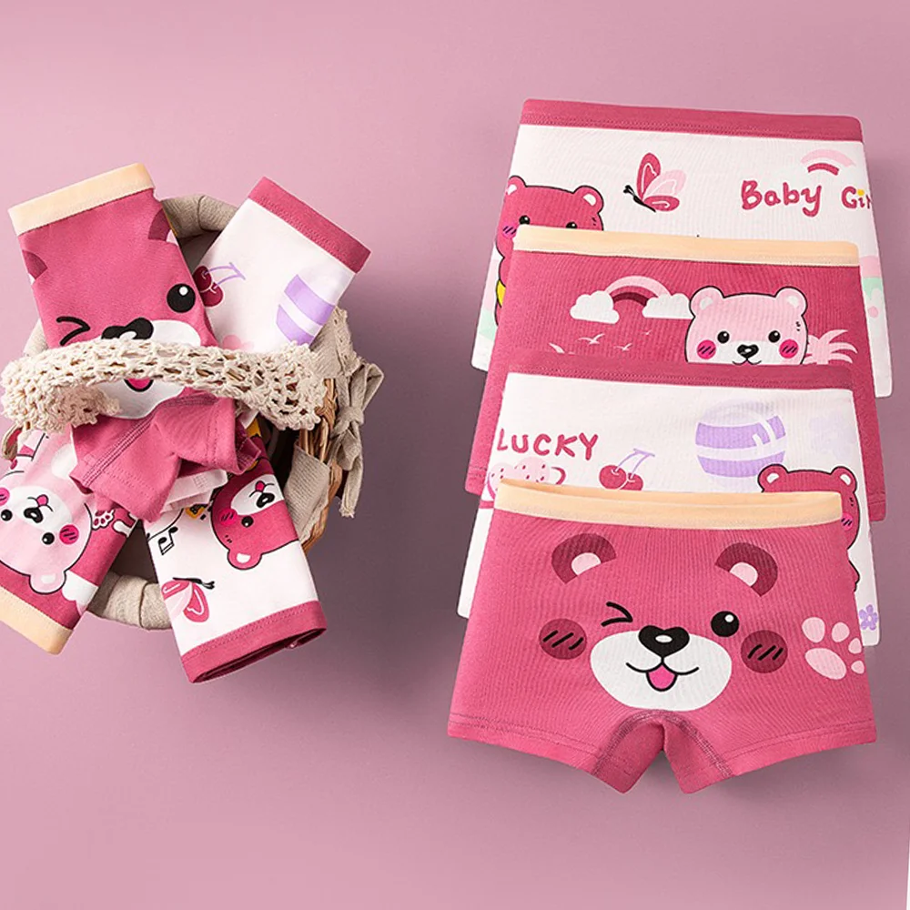 4pcs/Lot Kids Girl Underwear Set Girls Cotton Cute Printing Briefs Boyshorts Comfortable Safety Panties Children Cartoon Clothes