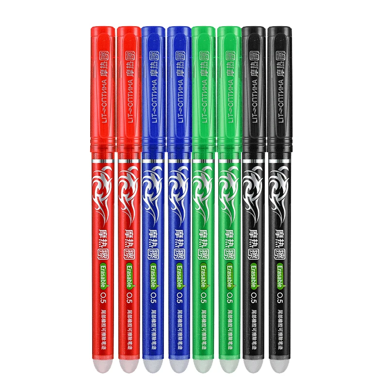 

Стираемая гелевая ручка 0,5 мм, наконечник-пуля, синие, черные, красные чернила, стержни, 8 цветов, пишущие, рисование, живопись, моющаяся ручка