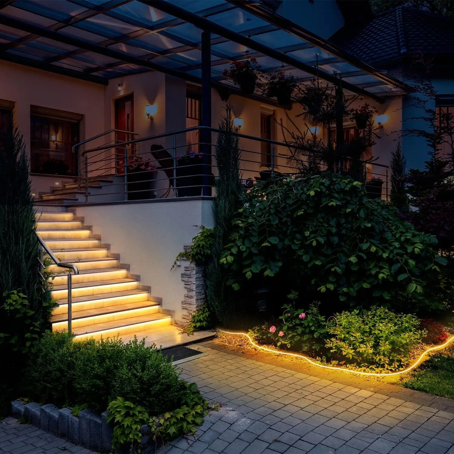 10M Warm White Neon LED Strip, IP65 Waterproof, 120LEDs/m, Cuttable for Home Outdoor Indoor Decor