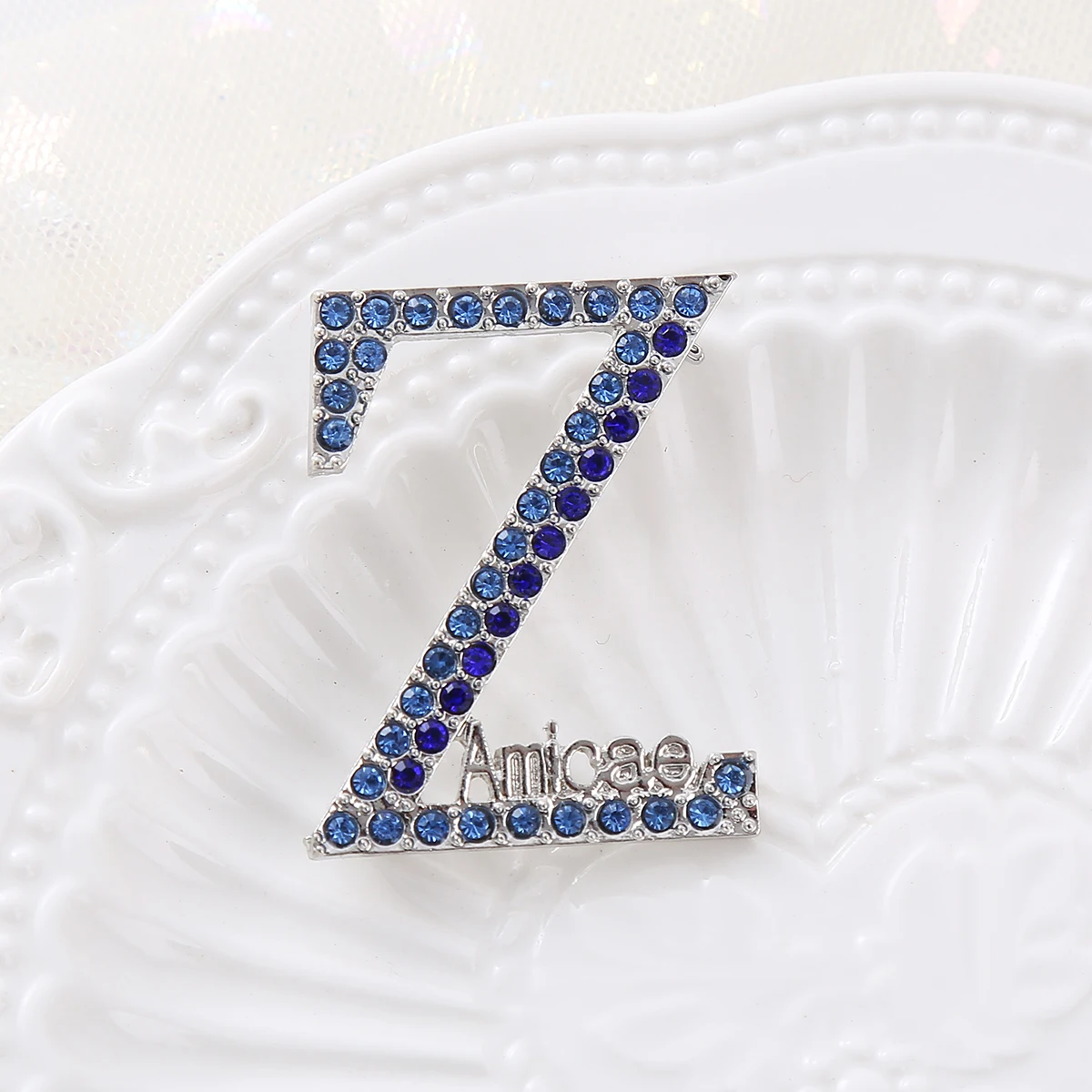 Custom Metal Rhinestone School Organization Lady Group Greek ZA Pin Sorority Zeta Amicae Brooch For Women