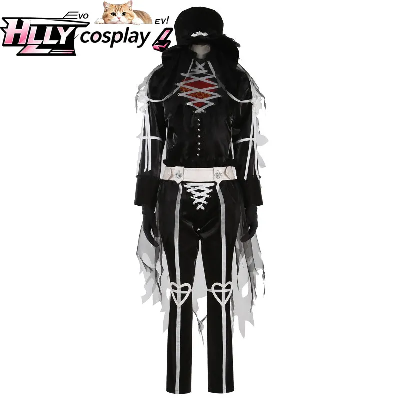 

Twisted Wonderland Heartslabyul Riddle Ace Cater Halloween Cosplay Costume Gothic Black Hoodie Heart Lace-up Pants Full Set