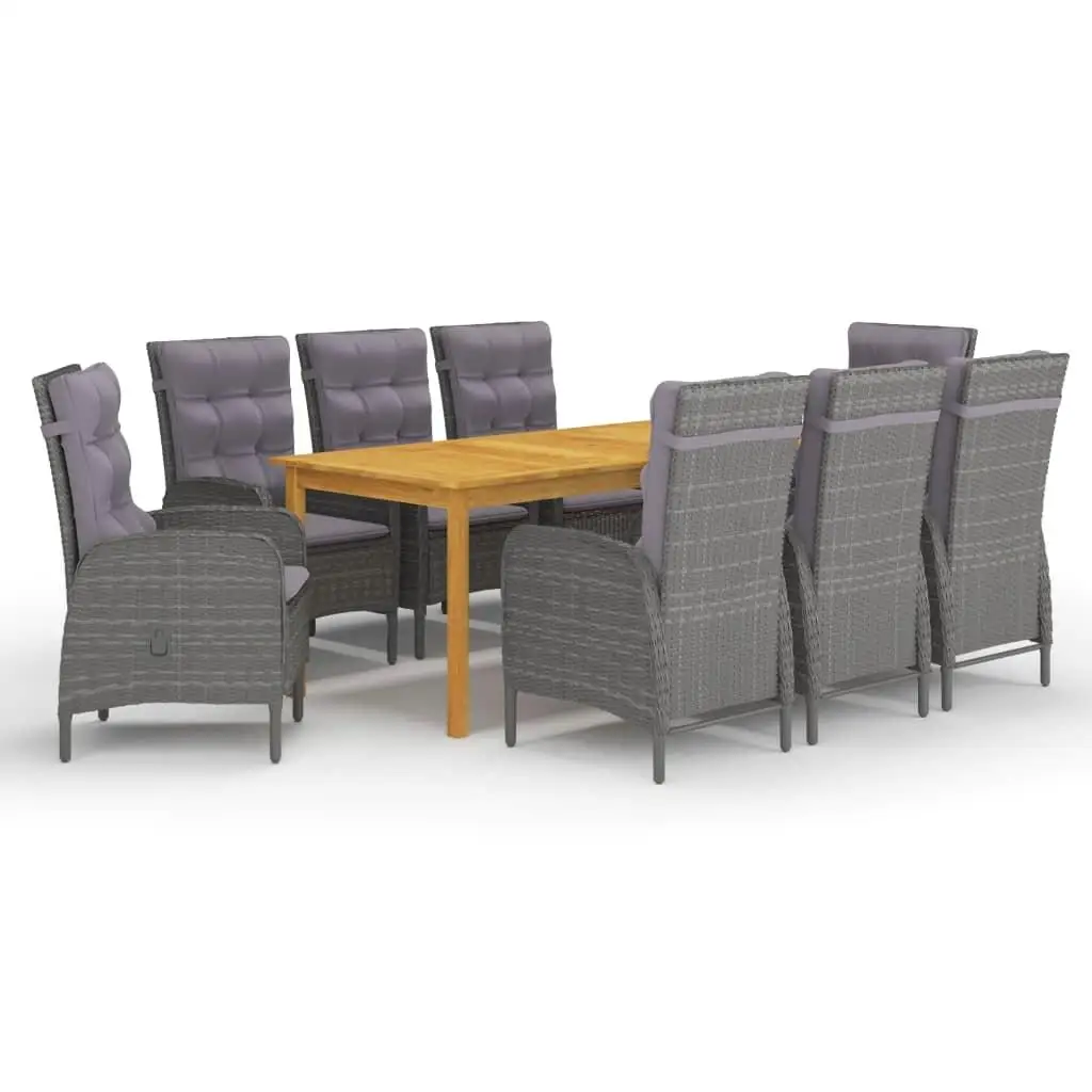 

9-Piece Gray Patio Dining Set for Outdoor Enthusiasts - Stylish & Durable Garden Furniture