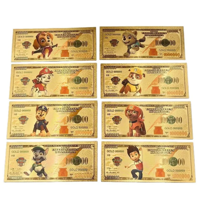 

MINISO 8 Types Hot Sale PAW Banknote Anime Gold Banknote in 24k Gold Plated For Collection