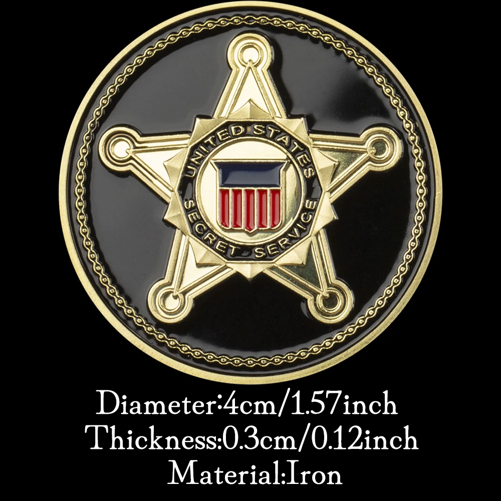 United States Secret Service Souvenir Coin Plated Golden Commemorative Coin Collectible Gift Collection Art Challenge Coin view 3