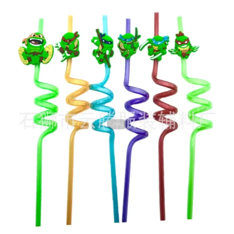 

6PCS Party Straws Teenage Mutant Ninja Turtles Decoration Cartoon Children Birthday Supplies Cute Straw Patch Accessories Gifts