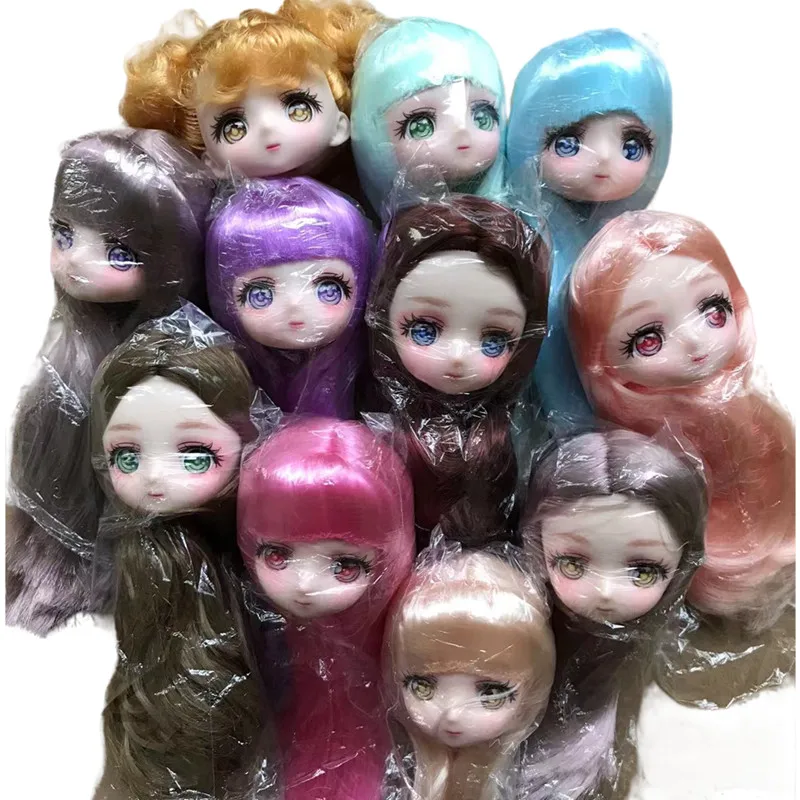 1/6 BJD Anime Eyes Doll Comic Face Doll Toys Figures Girl Dress Up Toy Colorful Hair Doll Toys Big Eyes Doll Heads Parts