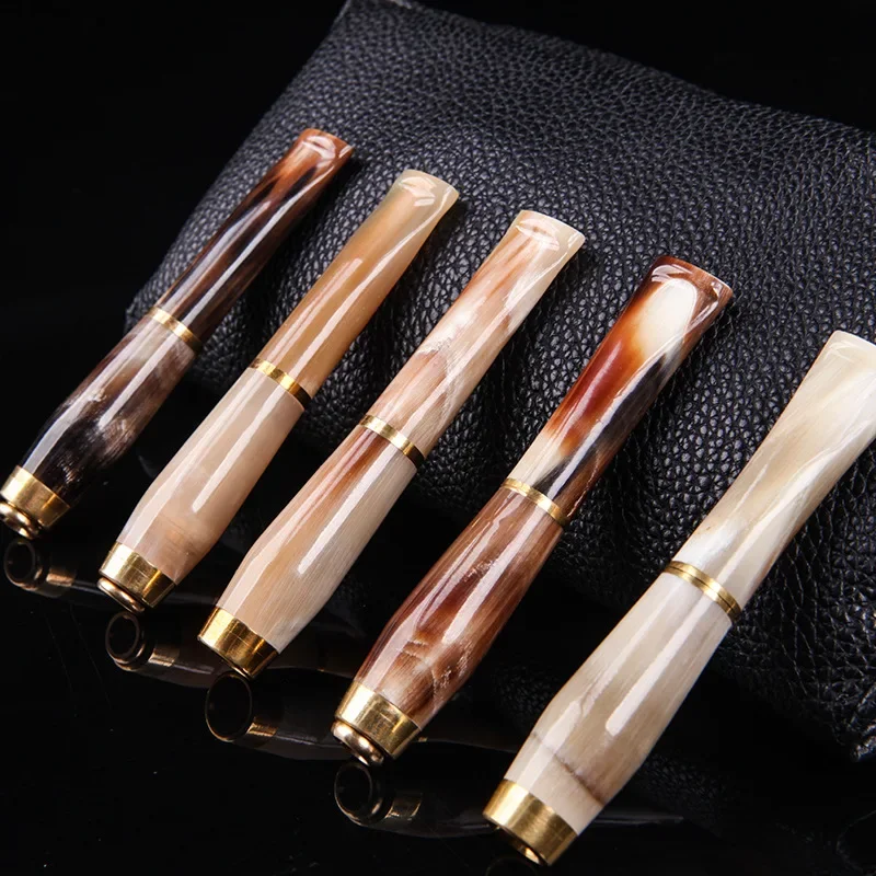 Natural Cow Horn Cigarette Holder Filter Mouthpiece Reusable Cigarette Filter Holder Natural Yak Horn Cigarette Filter Holder