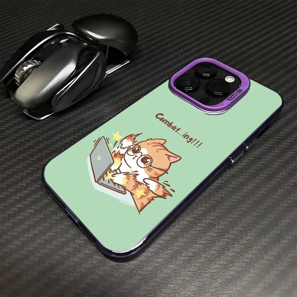 Daily Life of a Kitten Handyhülle für iPhone 16,15,14,13,12,11, Mini, Pro, MAX, lila, matt, stoßfest