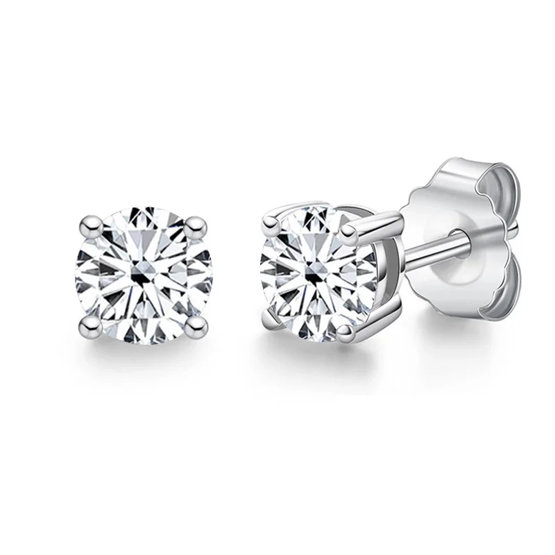 

Multicolor Brilliant Round Cutting Mossstone Screw Earring 6.5mm 1Carat *2 S925 Sterling Silver Stud Ear For Women Fine Jewelry