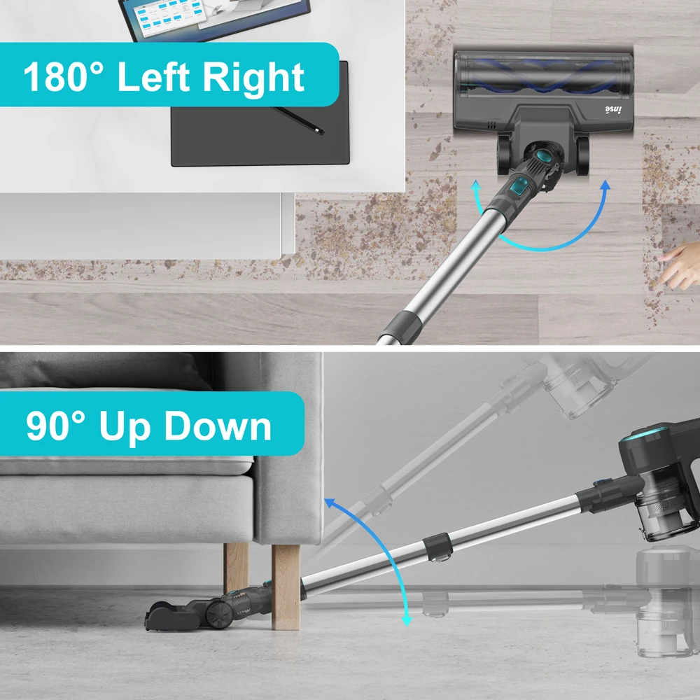INSE N370 Cordless Vacuum Cleaner, 2200mAh Removable Battery Up to 40Mins Runtime, Stick Vac for Pet Hair Hard Floor Carpet