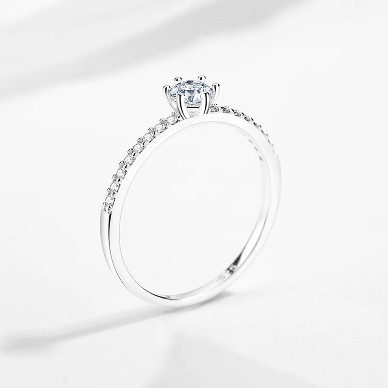 TONGZHE Classic Simplicity Gorgeous Shiny Zircon Single Ring For Women 925 Sterling Silver Engagement Quality Fine Jewelry