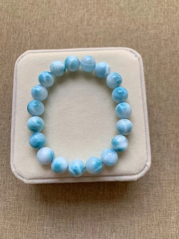 Genuine Natural Blue Larimar Gemstone Beads Bracelet 10.3mm Women Men Blue Larimar Beads Bracelet AAAAAA