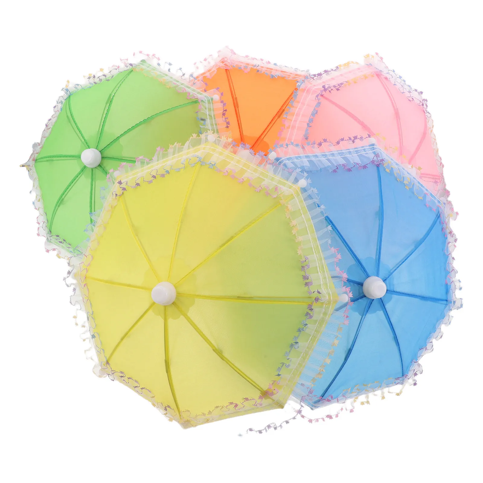 

Набор из 5 миниатюрных зонтов: стильный кружевной дизайн для кукольных домиков, портативные мини-зонтики для творческих игр