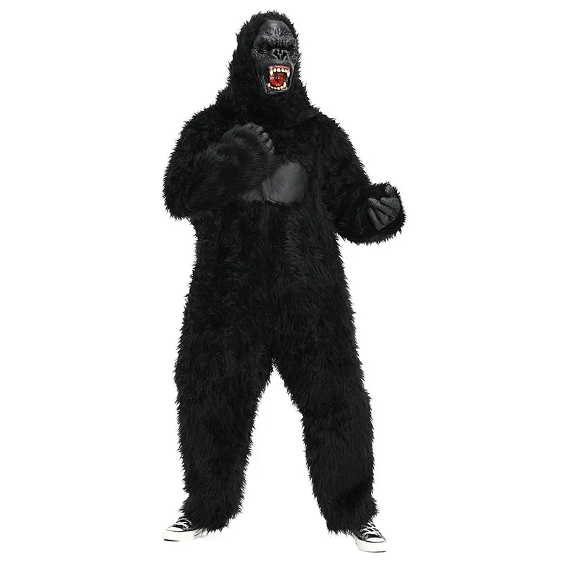 Animal Gorilla Cosplay Costume Animal Black Plush King Kong Jumpsuit Full Set Costumes Halloween Carnival Party Outfits