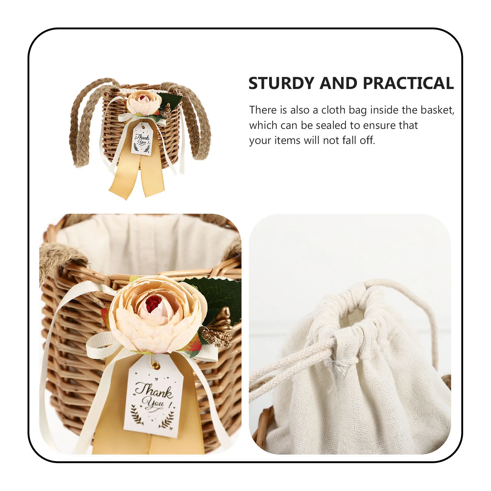 

Wicker Gift Basket Baby Storage Woven H Fabric Baskets Adorable Fruit Vase Rattan Packing Mini Wedding Party