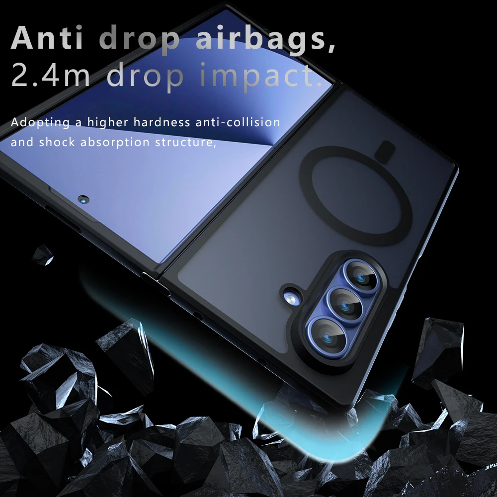

Strong Magnetic Wireless Charging Case For Samsung Galaxy Z Fold7 Fold 7 5G Shockproof Matte Hard Back Cover Coque